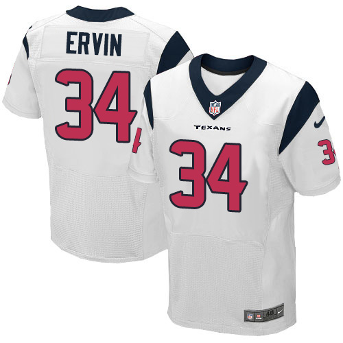 Men's Elite Tyler Ervin Nike Jersey White Road - #34 NFL Houston Texans